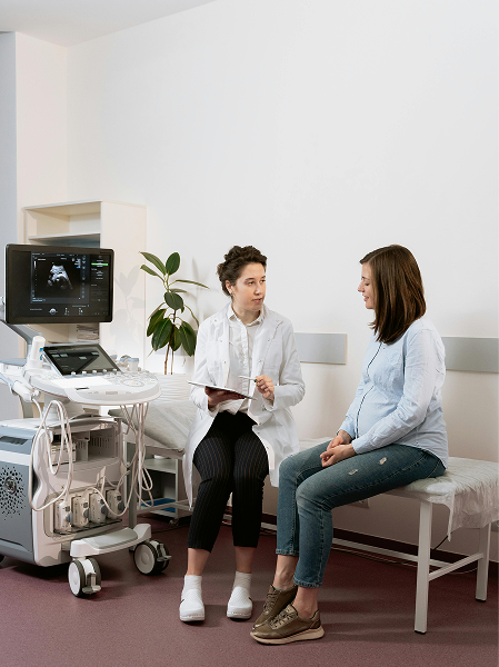 patient and doctor at a hospital
